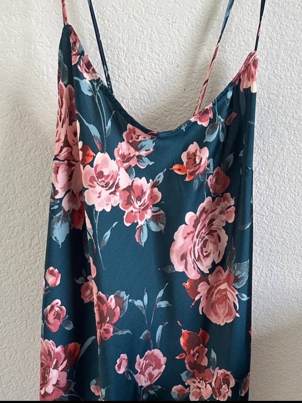 Free People Turquoise Floral Silk Slip Dress